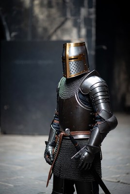 Knight in shining armor standing ready