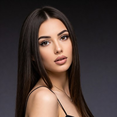 Model poses with elegant expression