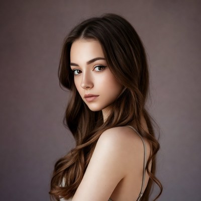 Portrait of a young woman with long hair