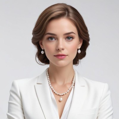 Elegant woman in white suit