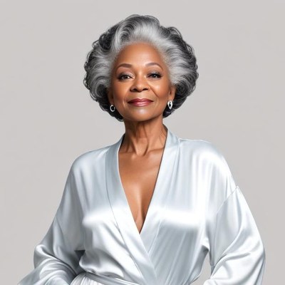 Elegant woman in silver robe