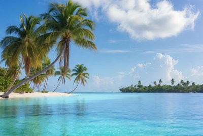 Tropical paradise with calm waters