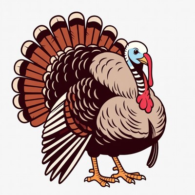 Colorful turkey with detailed feathers