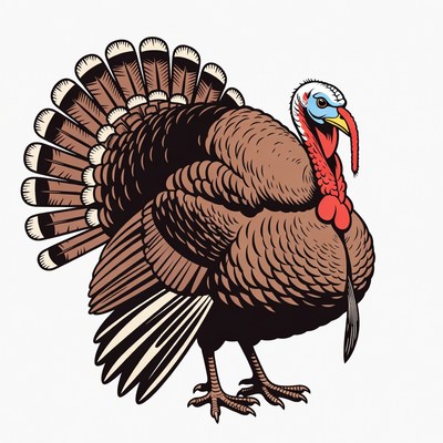 Colorful turkey with detailed feathers