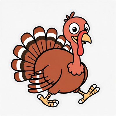 Friendly cartoon turkey walking joyfully