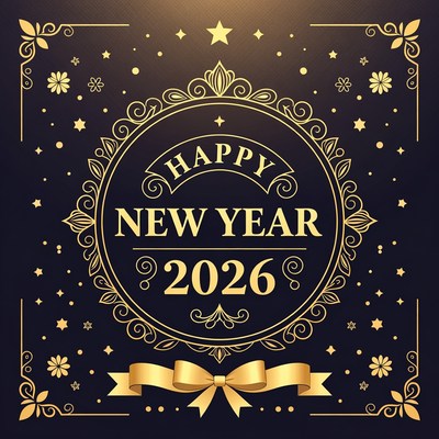 Festive new year 2026 greeting card