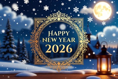 Snowy new year celebration 2026