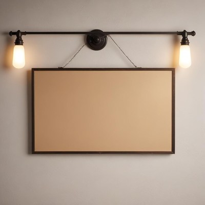 Signboard with vintage lights hanging