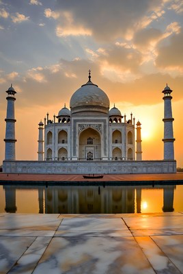 Majestic taj mahal at sunset