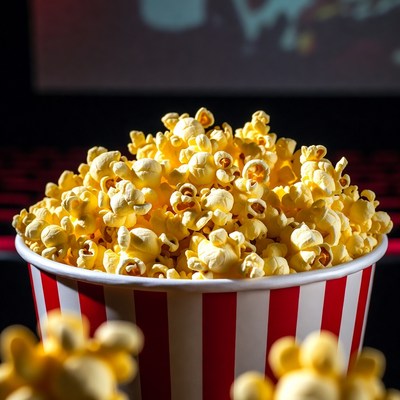 Enjoying popcorn at the cinema