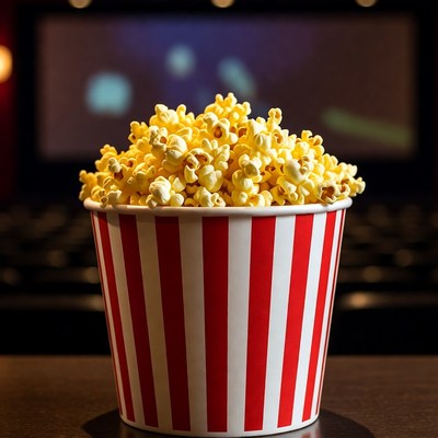 Enjoying popcorn at the cinema