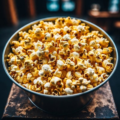 Freshly popped popcorn in a bowl