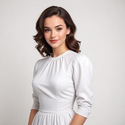 Portrait of a woman in a white dress