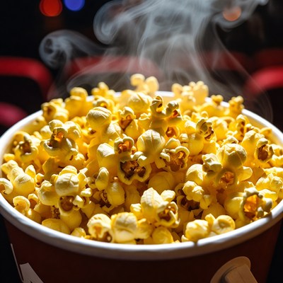 Fresh popcorn at cinema showtime