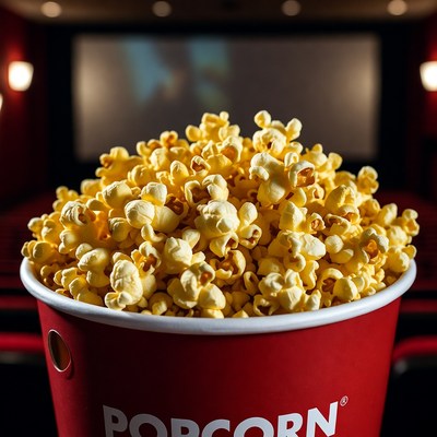 Fresh popcorn in a movie theater