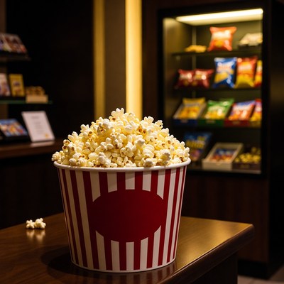 Classic popcorn in cinema setting