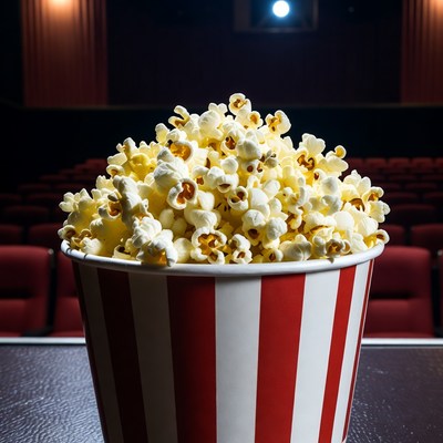 Enjoying popcorn at the cinema
