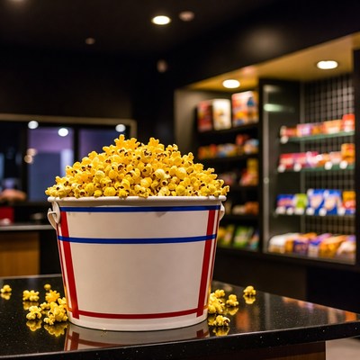 Fresh popcorn at movie theater snack bar