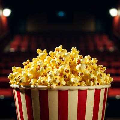 Bright popcorn in a theater