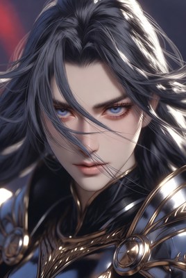 Fierce warrior in dark armor