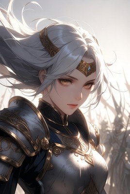 Warrior with silver hair in battle