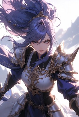 Mystical warrior in shining armor