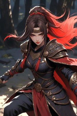 Warrior in forest setting