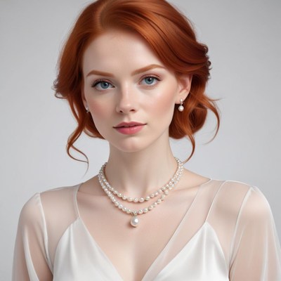 Elegant woman with pearl jewelry