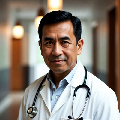 Doctor portrait in hospital corridor