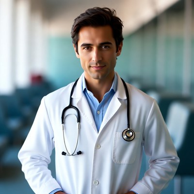 Young doctor in hospital setting