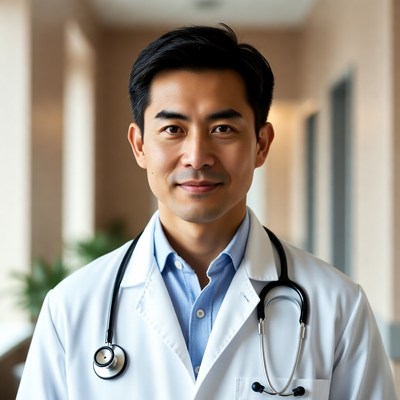 Doctor in modern clinic environment