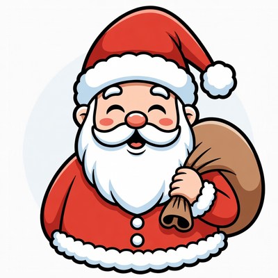 Cheerful santa claus with bag