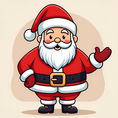 Cheerful santa claus character in red