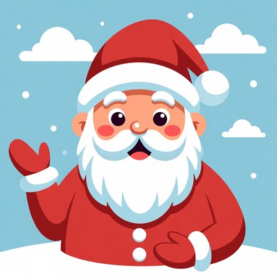 Cheerful santa in winter wonderland