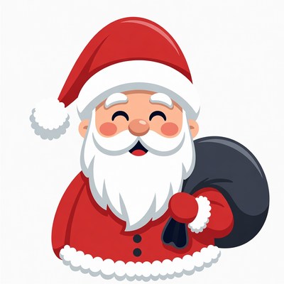 Cheerful santa with gift bag