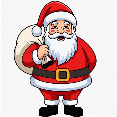 Cheerful santa claus with gift bag