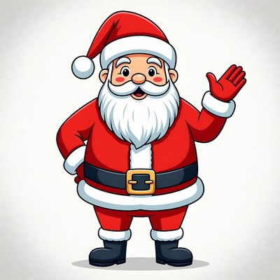 Friendly santa claus waving happily