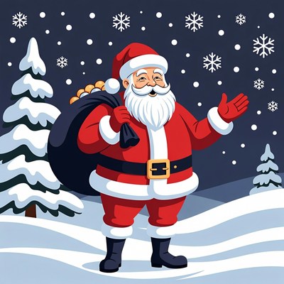 Santa claus in winter wonderland scene