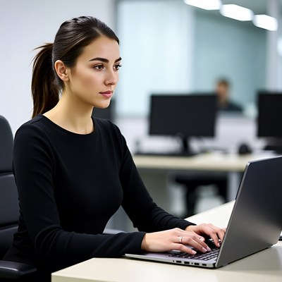 Young woman working in modern office