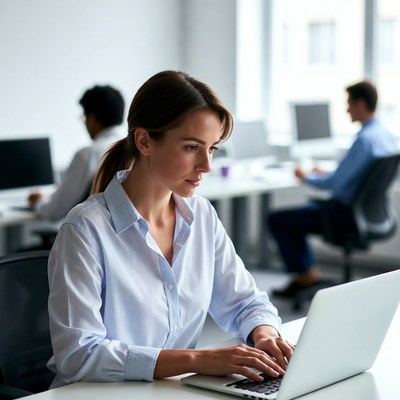 Focused work in modern office setting