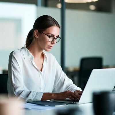 Focused professional working in office