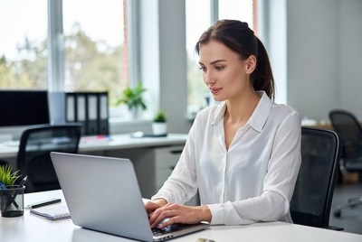 Woman working at modern office