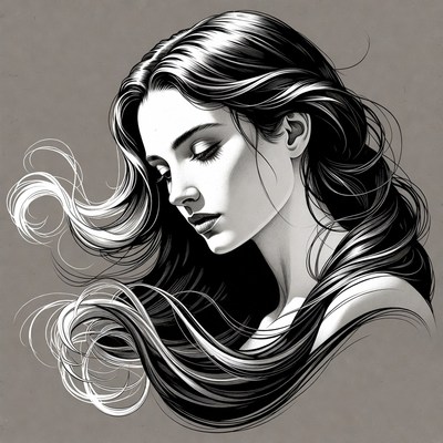 Elegant woman with flowing hair