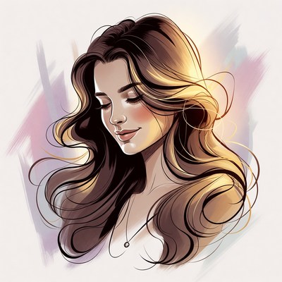 Elegant woman with long hair