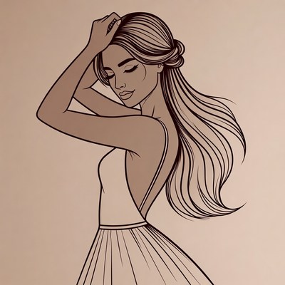 Elegant fashion sketch of a woman