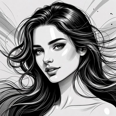 Elegant woman with flowing hair