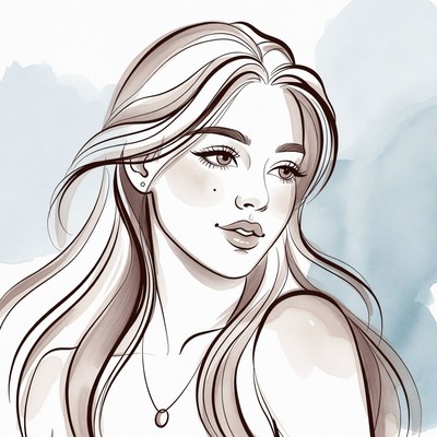 Portrait of a woman with flowing hair