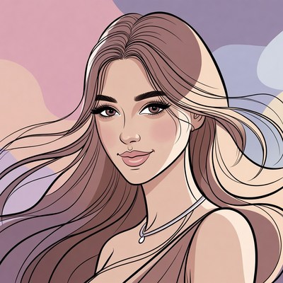 Elegant woman with flowing hair