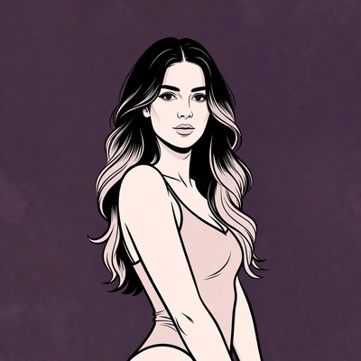 Elegant woman with flowing hair