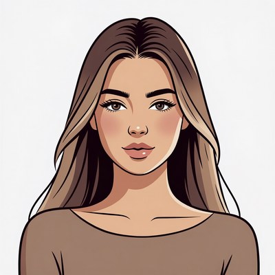 Charming young woman illustration display